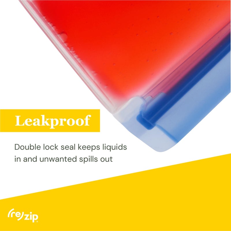 Rezip (re) zip 5-pack Stand-Up Reusable Bags | BPA-Free, Food Grade, Leakproof, Freezer and Dishwasher Safe | 5 Snack-Size Bags (1-Cup / 8-Oz) | Multicolor for Easy Organization - Image 4